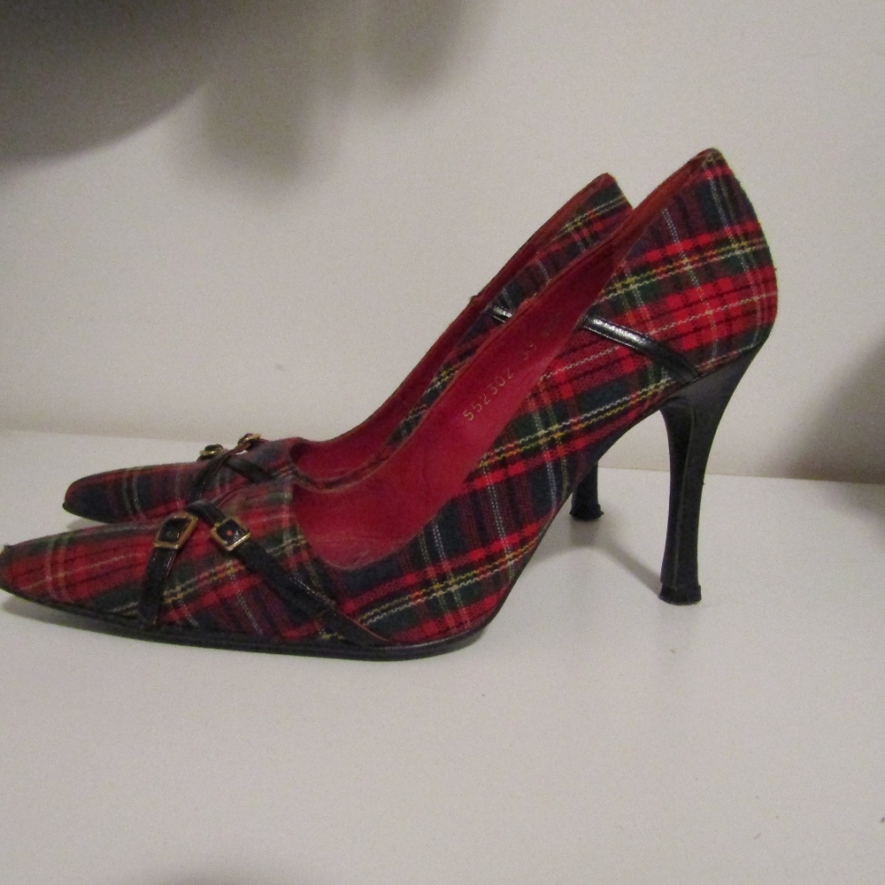 Solo by FAITH at TOPSHOP TARTAN HEELS 7.5